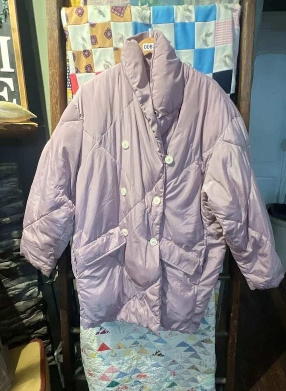Free People Puffa Quilted Oversized Double-Breasted Puffer Jacket in Lilac